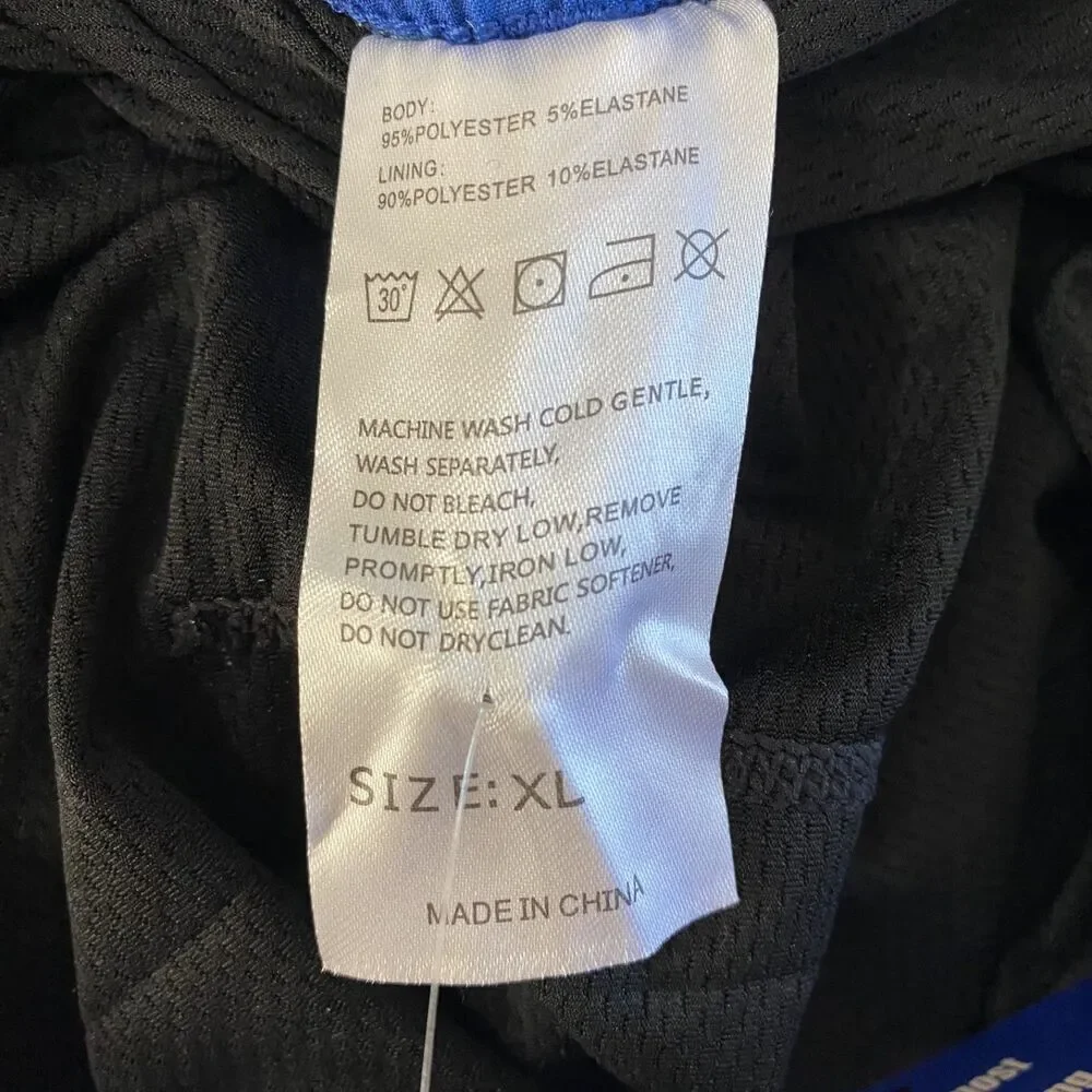 Pinkbomb Mens Lined Hybrid Swim Activewear Shorts XL Blue Elastic Waist Pocket